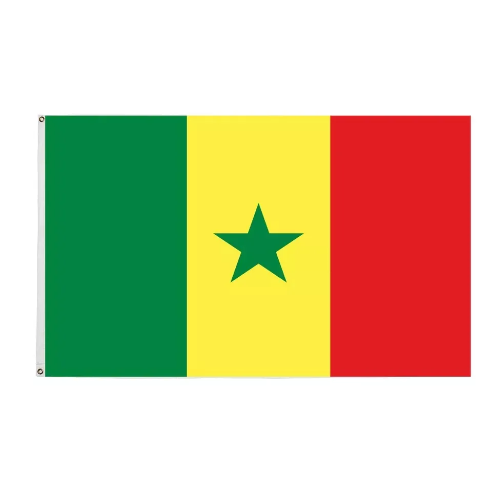 Großhandel 3 x5ft Outdoor 100D Flaggen UV-beständige Polyester nationale senegal esische Republik Senegal National Männer Fußball mannschaft Flagge
