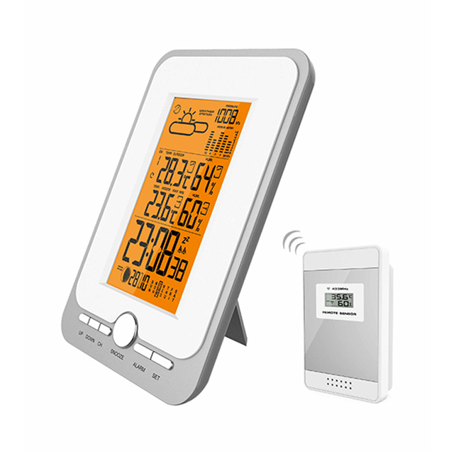 Automatic Wireless Digital Weather Forecast Station Radio Control Desk & Table Clock with Hygrometer & Thermometer Sensor