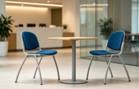 Chaise de conférence exécutive ergonomique moderne rembourrée en tissu avec dossier solide et base métallique pour bureau, école et réunions