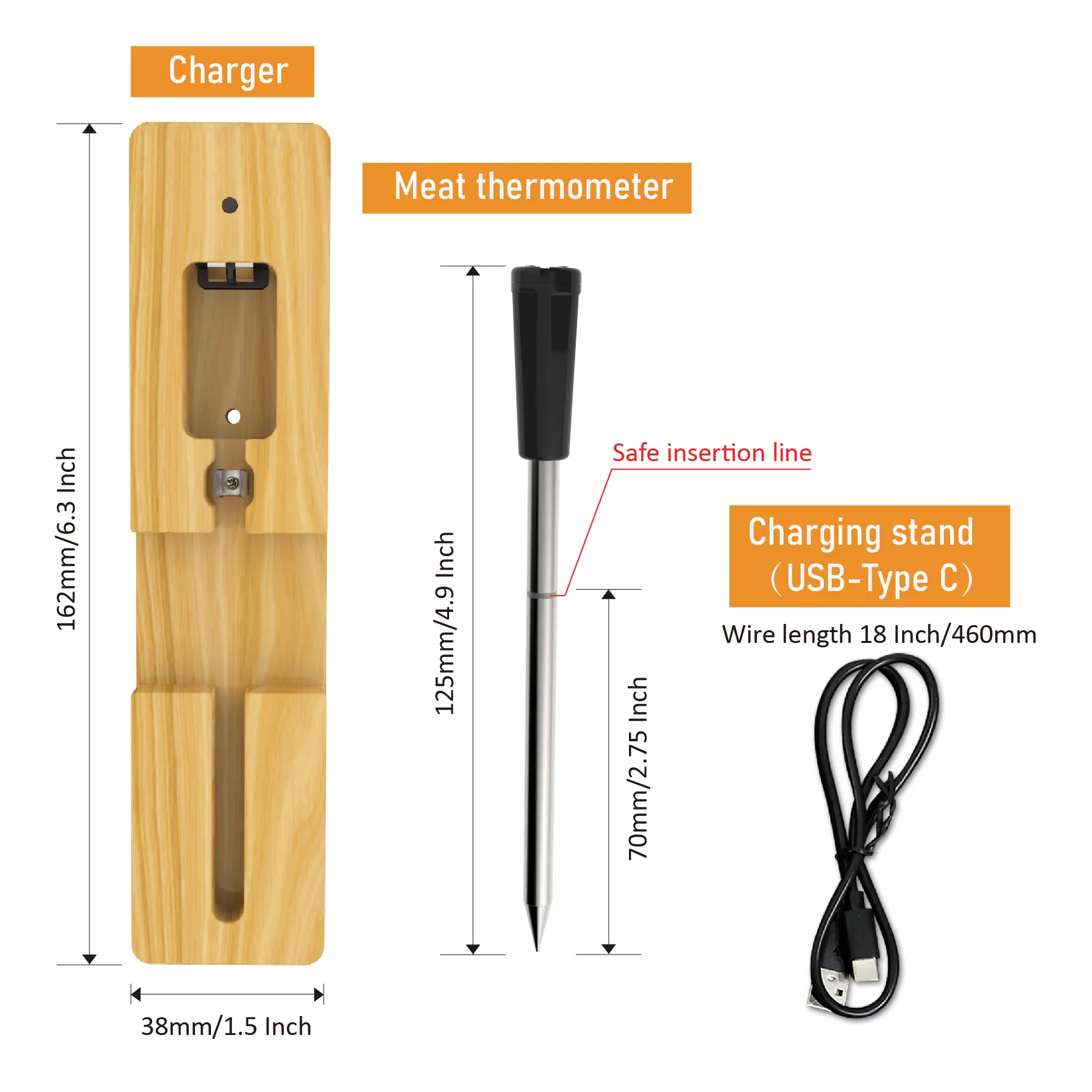 Bluetooth Wireless Meat Thermometer with 100ft wireless cooking thermometers range for Grilling meat thermometer wireless