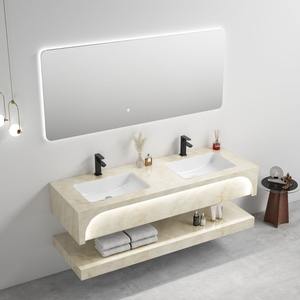 Lavabo de <span class=keywords><strong>baño</strong></span> de arco completo de estilo japonés, acabado lacado, carcasa de PVC, puerta tratada con laca, gabinete de <span class=keywords><strong>baño</strong></span> de pizarra integrado - Product Image 4