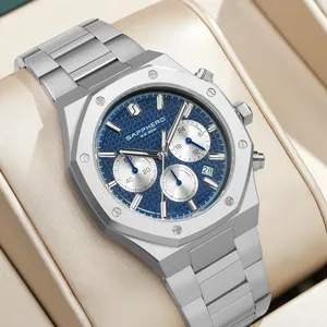 Orologio da uomo <span class=keywords><strong>SAPPHERO</strong></span> Orologio impermeabile Funzione cronografo Data Lancette luminose Orologio in acciaio inossidabile Orologio da lavoro per uomo Regalo - Product Image 1