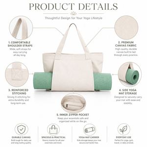 Sac de transport pour tapis de yoga en toile imprimé avec logo personnalisé et couleur sur mesure, écologique, grande capacité, sac à bandoulière pour la gym et le sport - Product Image 3