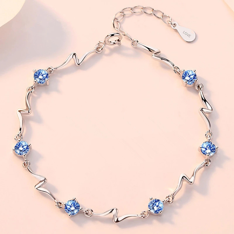 High Quality Elegant Plating Silver Jewelry Zirconia Bracelets for Women