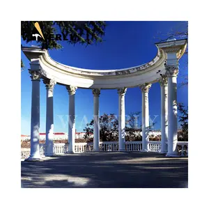 Grosir produsen kolom Romawi taman luar ruangan bulat putih marmer batu alam pilar desain harga
