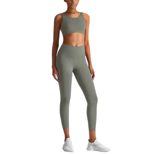 Toptan açık gri yelek ve pantolon-Tik Tok çıplak kalın spor yoga seti şok emici spor yelek popo kaldırma yoga kıyafeti spor giyim seti