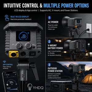 Lumière vidéo LED COB 100W 5600K Lumière du jour <span class=keywords><strong>CRI</strong></span> 96+ Monture Bowens Contrôle par application Éclairage continu pour photographie en studio - Product Image 6