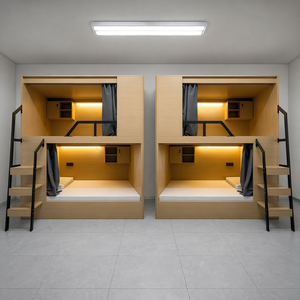 Cama litera cápsula espacial moderna y económica de fábrica, cama doble de madera duradera tipo cápsula para dormir, suministro al por mayor para hostales, dormitorios y habitaciones. - Product Image 2