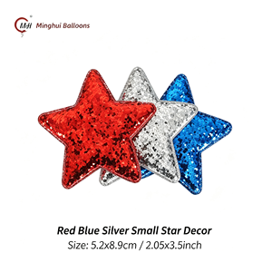 Applique e fermagli per capelli a stella gonfiata con glitter rosso, bianco e blu, ornamenti a stella con paillettes patriottiche, per feste del 4 luglio e del Giorno dell'Indipendenza - Product Image 2