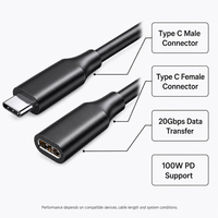 Kabel Ekstensi USB 3.2 Tipe C OEM ODM dengan 20Gbps 100W PD dan Dukungan 4K 60Hz untuk Laptop, Docking Station, dan Monitor