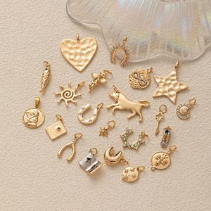 XINJUE alla moda <span class=keywords><strong>da</strong></span> donna in ottone placcato oro collana ciondolo sole cuore oceano ferro di cavallo animale telefono stella marina alla moda conchiglia - Product Image 3