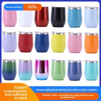 Gobelets isothermes en acier inoxydable à double paroi, revêtement poudré sans BPA, 12 oz, avec logo personnalisé, pour vin et eau, stock disponible