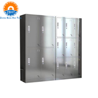 Armoire de rangement industrielle en acier inoxydable 304 sur mesure, à dessus incliné/plat, pour personnel d'abattoir