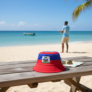 Chapeau de pêcheur haïtien 6\" en toile de soie, casquette de sport imprimée pour la pêche, les sorties décontractées, le ski, portable, emballé en plusieurs formats, 144 pièces/boîte - Product Image 3