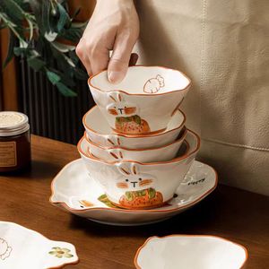 Ensemble de vaisselle en céramique <span class=keywords><strong>Peter</strong></span> Rabbit mignon, de qualité alimentaire, émaillé, bol à riz, bol à soupe, bol à nouilles, assiette à dessert, assiette - Product Image 5