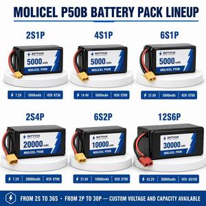 ชุดแบตเตอรี่ P50B 21700 7.2V 20Ah 2S4P Molicel 240A อัตราการคายประจุสูงสำหรับ UAV FPV VTOL 144Wh Li-ion แบบชาร์จไฟได้ DIY - Product Image 4
