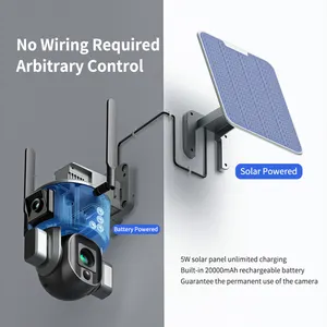 Outdoor Security Cameras 4k Dual Camera 360 10X Optical Zoom Solar Powered Surveillance Camera Wireless WIFI