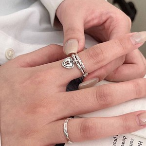Yinruitai S925 Sterling <b>Silver</b> Heart Open <b>Ring</b> For Women Korean Style Summer Jewelry Gift - Product Image 3