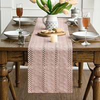 Chemin de table rustique tissé floral style ferme Mode Caramel, ajouré, saisonnier et festif, pour la décoration de cuisine, salle à manger, maison et fêtes