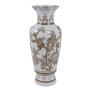 Vaso decorativo in ceramica con disegno di uccelli e rampicanti per l'arredamento della casa, perfetto vaso per fiori per camera da letto e soggiorno - Product Image 1