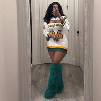 Vente flash : Ensemble 3 pièces pour femmes, Mardi Gras, robe moulante sexy, mini-robe à manches longues, crop top et bandeau, tenues grandes tailles