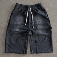 Custom Cotton Sweat 3/4 Shorts Mens Baggy 100% Cotton Streetwear Summer Acid Wash Carpenter Rhinestone Men's Long Shorts
