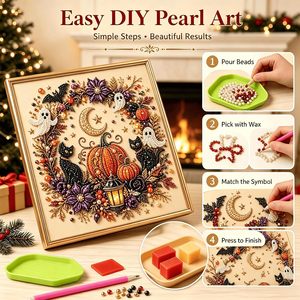 Kit de Peinture Diamant Vintage Halloween, Art Diamant 5D DIY pour Adultes, Artisanat Citrouille Gothique Mignon et Effrayant - Product Image 2