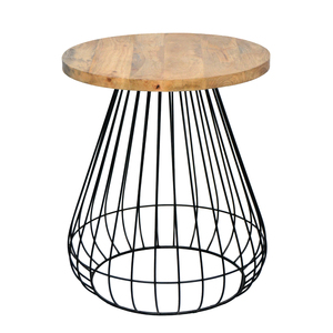 Wholesale Price Nordic Luxury Industrial Top Wood with Metal Frame <b>Black</b> Custom Color Side <b>Tables</b> <b>Round</b> Center <b>Coffee</b> <b>Table</b> - Product Image 1