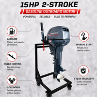 Moteur hors-bord 2 temps à essence 15 CV, neuf, en alliage d'aluminium, avec commande de gouvernail, vente directe usine OEM HSP Marine