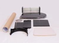 Comptoir de promotion pliable incurvé personnalisé pour salon professionnel, en plastique PP ABS blanc, de haute qualité