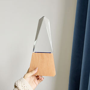 En blanco <span class=keywords><strong>obelisco</strong></span> trofeo de cristal con base de madera MH-NJ0120 - Product Image 3