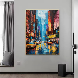 Impresión de arte de la ciudad de Nueva York de alta calidad en lienzo pintado a mano al óleo y paisaje de <span class=keywords><strong>acuarela</strong></span> estilo clásico moderno tamaño personalizado - Product Image 4