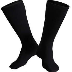 Knee High <b>Socks</b> Solid Black Knitted Regular Style Sports <b>Socks</b> - Product Image 1