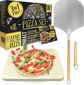 Lange En Korte Handvatten Pizzasteen Voor Oven En Gasgrill Pizzaschil Set Van 3 Rechthoekige Cordieriet Knapperige Bases Zoals De Italiaanse
