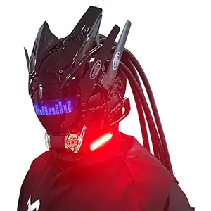 Cyberpunk Mask, Futuristic Helmet with Cool Technology, Cyber Techwear Mask,  Luminous Halloween Fit Party Music Festival : : Toys