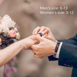 YBcustom 2 Buah Cincin Cetak Teks Pribadi untuk Pasangan Cincin Zirocn Hati Pernikahan Nama Terukir Kustom - Product Image 6