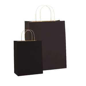 Bolsa de Papel Kraft Negra con Logotipo Personalizado para Comida para Llevar, Panadería, Galletas, Compras, con Asas - Product Image 3