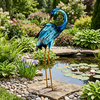 Sculpture de jardin en métal peint Chisheen, statue de grue et de héron bleu, grande décoration d'oiseau héron pour pelouse, bassin, patio, véranda
