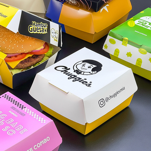 Boîtes à hamburger imprimables personnalisées emballage sulfurisé de qualité alimentaire pour hamburgers sandwichs boîtes à emporter de restauration <span class=keywords><strong>rapide</strong></span> pour restaurant - Product Image 5