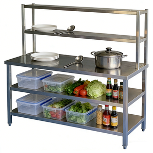 HELAXEN Edelstahl-Werkbank mit Verstellbaren Beinen Gebürstete Matte Oberfläche 300kg/<span class=keywords><strong>m</strong></span> Tragfähigkeit - Gewerbliche Schwere Küchenarbeitsplatte - Product Image 1