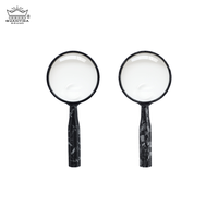 Classic PMMA Handheld Magnifier with Floral Wave Handle and 75mm Lens for Stylish Detail Viewing