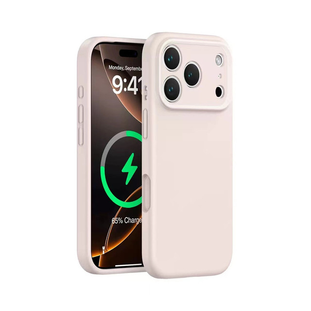 Solid Color Liquid Silicone Magnetic Charge Shockproof Phone Case for iPhone 17 Pro Max with Soft Anti-Scratch Microfiber Lining