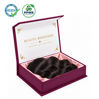 Boîte cadeau magnétique pliable de luxe avec logo personnalisé en feuille d'or, doublure en satin, boîte d'emballage rigide pliable pour perruques et mèches de cheveux