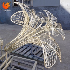 Escultura de flor pintada de acero inoxidable para exteriores, adornos decorativos de Metal abstractos de forma especial para paisaje verde de parque - Product Image 5