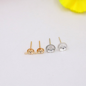 Pearl Settings Earring <b>Posts</b> Bowl Pins <b>Round</b> Jewelry Findings For Diy Craft Making 827827 - Product Image 2