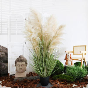 Plante Artificielle de Haute Qualité, Ornements Muraux Faux, Décorations Murales pour la Maison, Panneau Mural Grande Taille, Herbe de la Pampa Artificielle pour Fêtes - Product Image 4