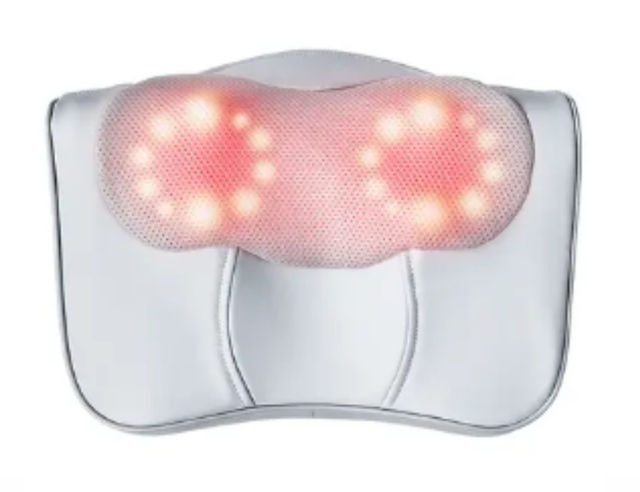 Neck and Back Shiatsu Massage Pillow with Heat Deep Tissue Kneading Timing Control for Office and Home Use