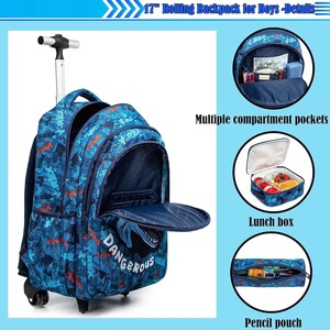 <span class=keywords><strong>Cartable</strong></span> Sacs d'école pour enfants Sac <span class=keywords><strong>à</strong></span> dos <span class=keywords><strong>à</strong></span> roulettes pour garçons Fille Voyage Sac <span class=keywords><strong>à</strong></span> dos roulant École Trolley Sac Ensemble avec boîte <span class=keywords><strong>à</strong></span> lunch - Product Image 2