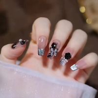 Nuevas Puntas de Uñas Postizas 3D en Relieve de Alta Gama, Pre-fabricadas, Largas, Cuadradas, Elegantes, Blanqueadoras y Usables