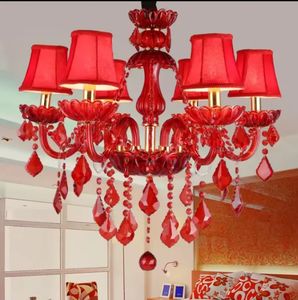 Nouveau design mariage décoratif Europe Led Ampoules Verre Rouge luxe k9 cristal Bougie lustre - Product Image 1
